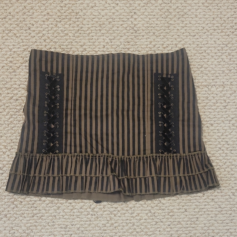 Spin Doctor Steampunk Ruffle And Lace Up Corset Skirt. Medium